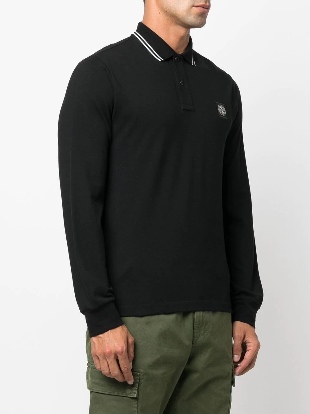 Compass patch long-sleeved polo shirt - 3