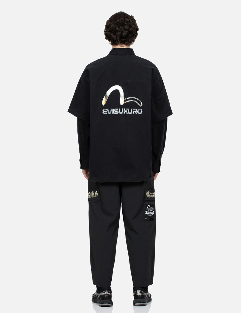 Metallic Seagull and Logo Print Relax Fit Oxford Shirt 5