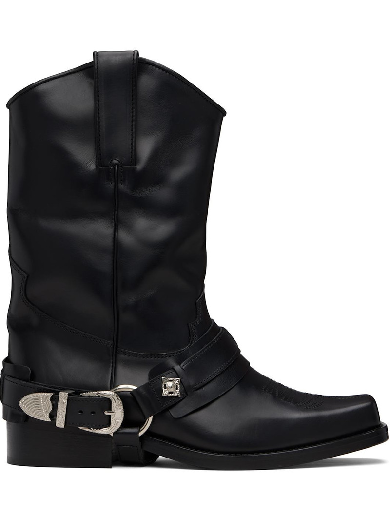SSENSE Exclusive Black Leather AJ1178 Boots 1