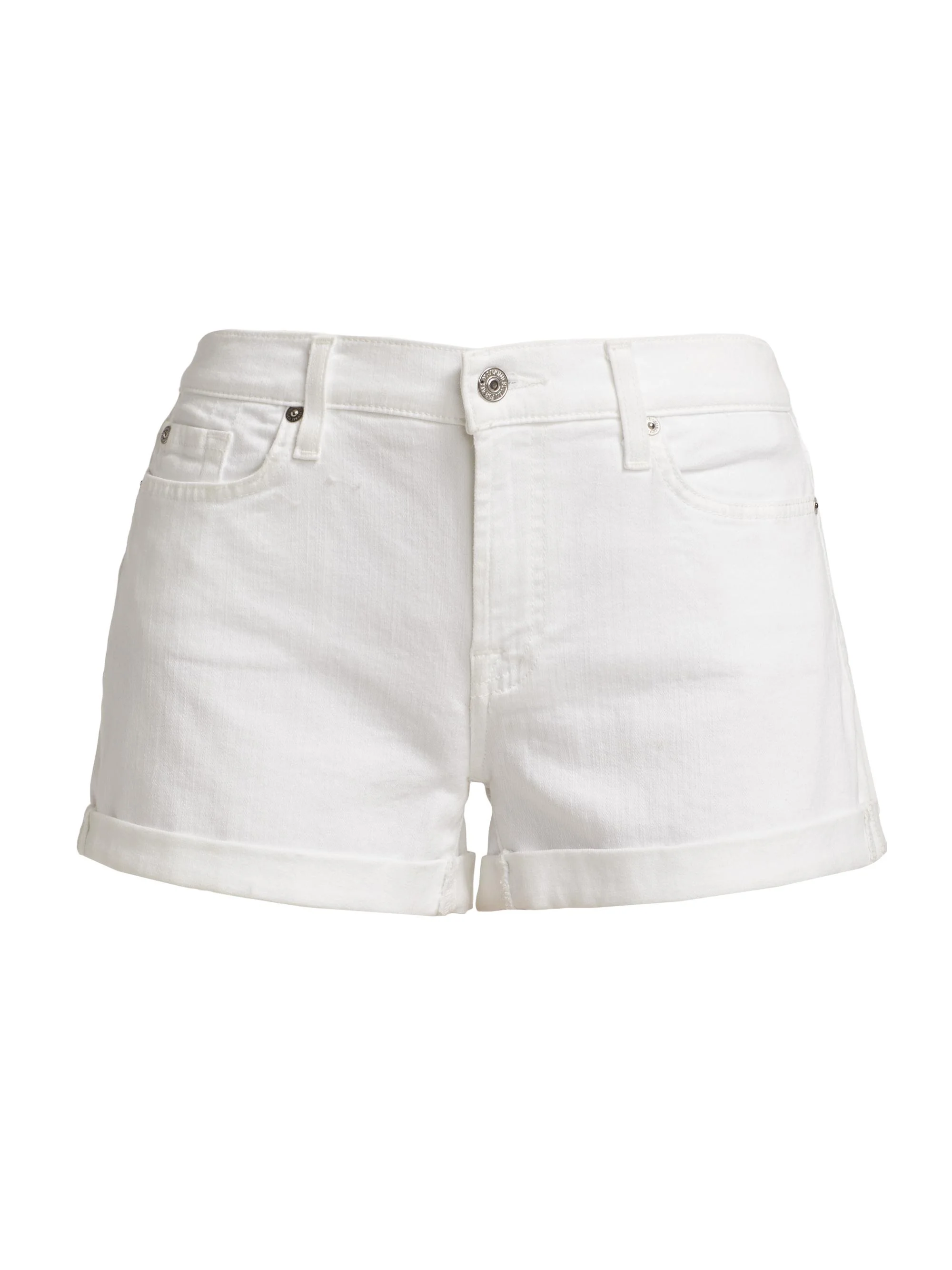Women's Low-Rise Stretch Denim Rolled Shorts - Broken Twill White - 1