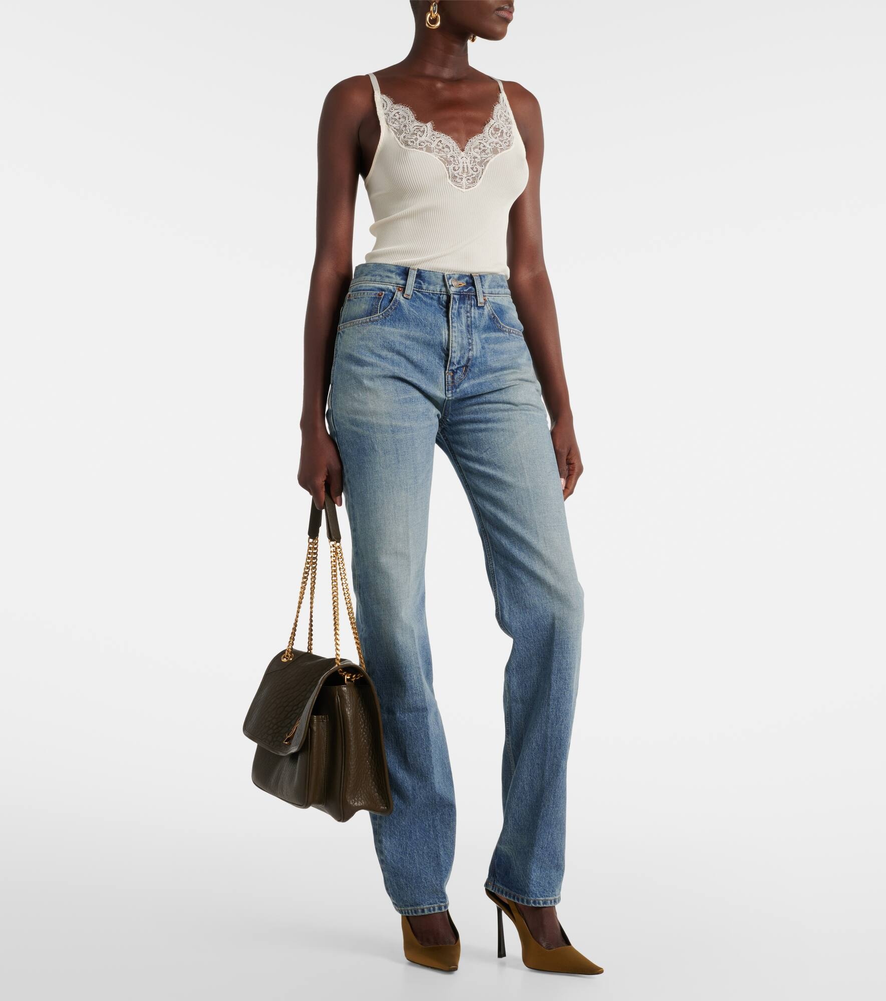 Mid-rise straight jeans - 7