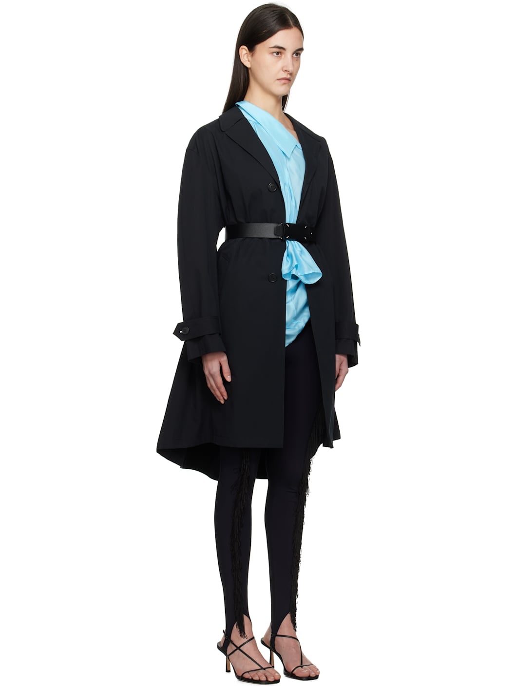 Black Spliced Trench Coat - 2