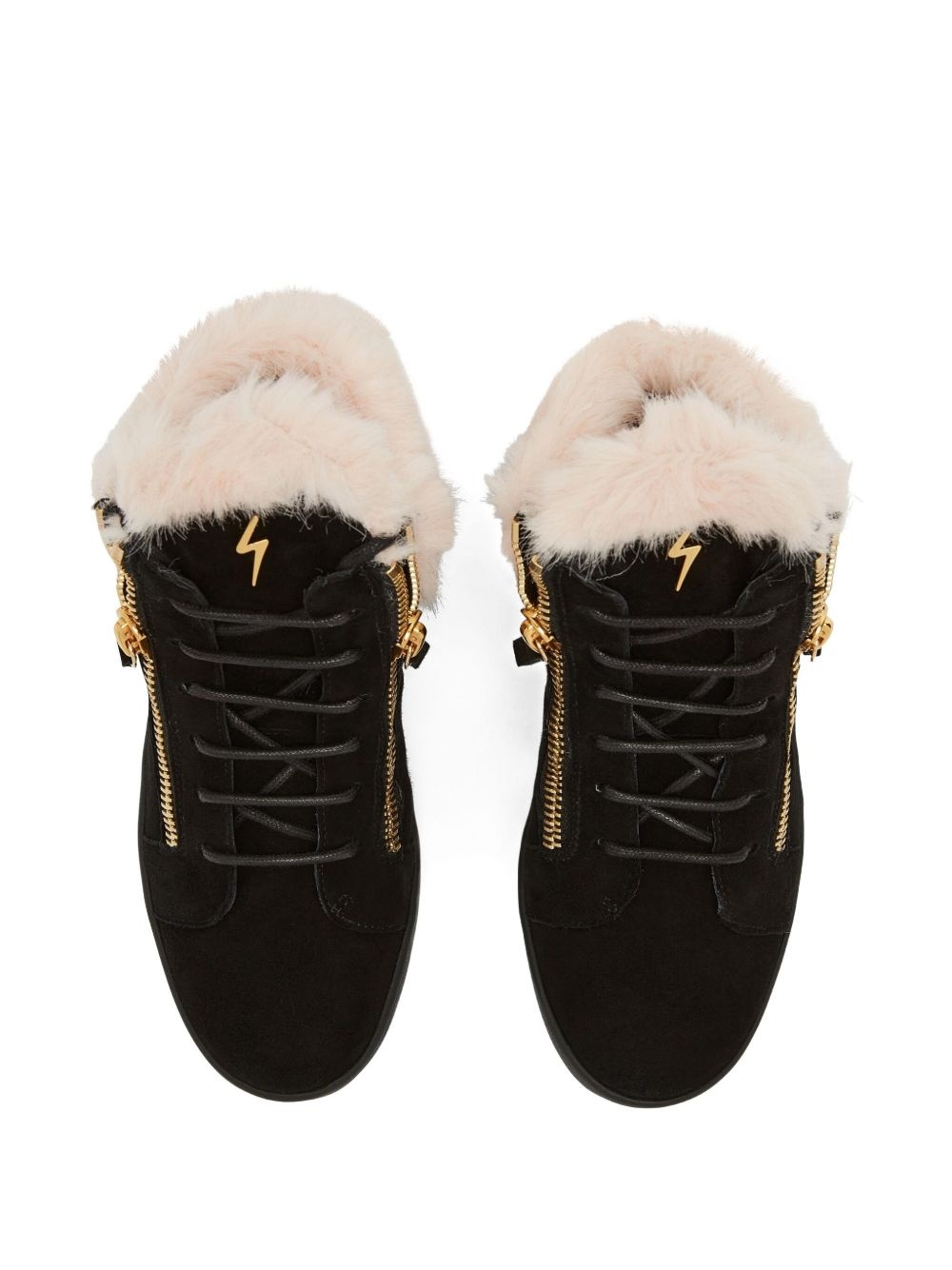 Kriss fur-trimmed zip-detail sneakers - 4