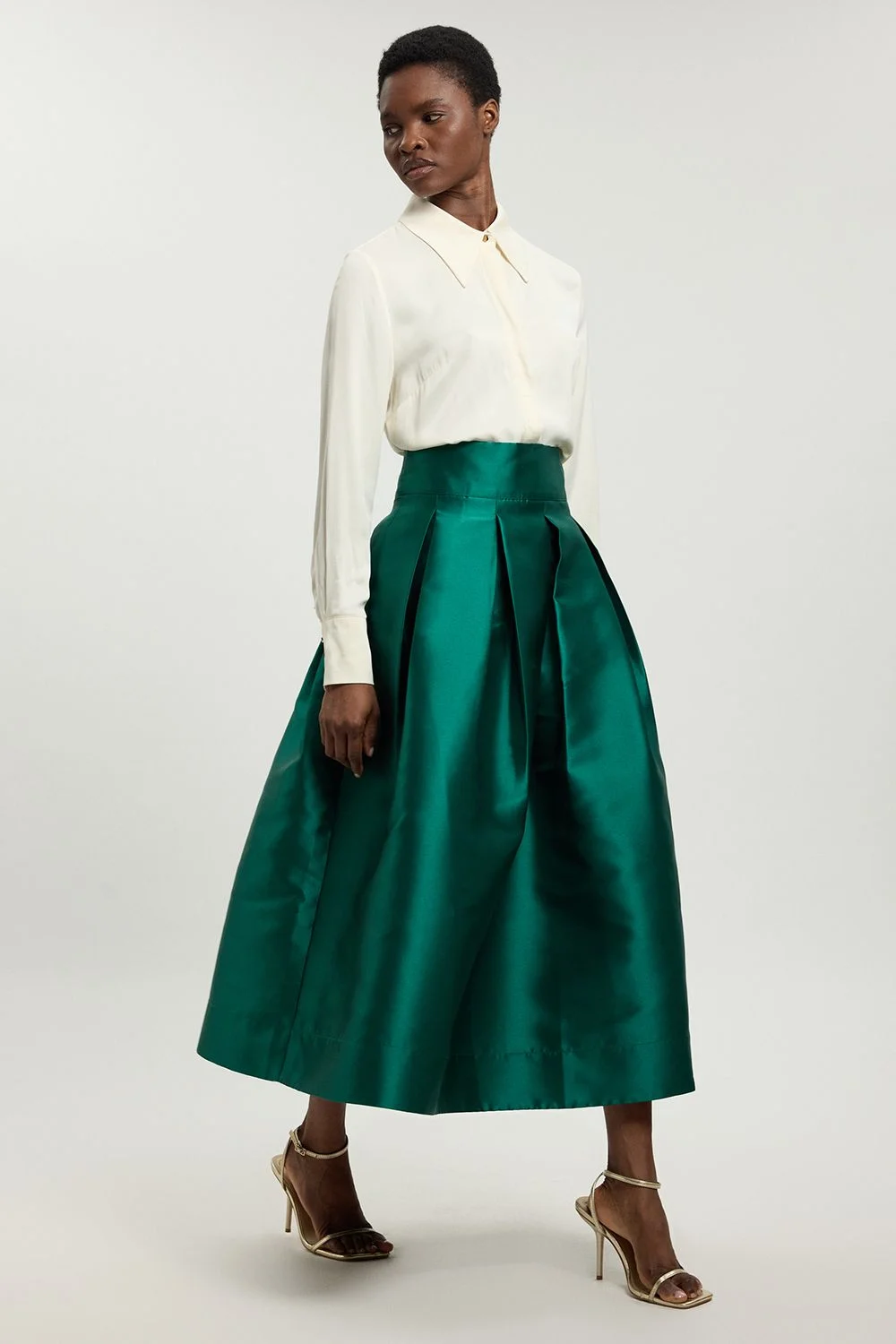Forever Twill Woven Prom Maxi Skirt - 1