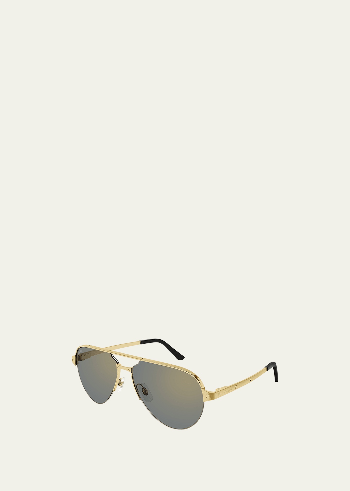 Men's Half-Rim Metal Aviator Sunglasses with Logo - 1