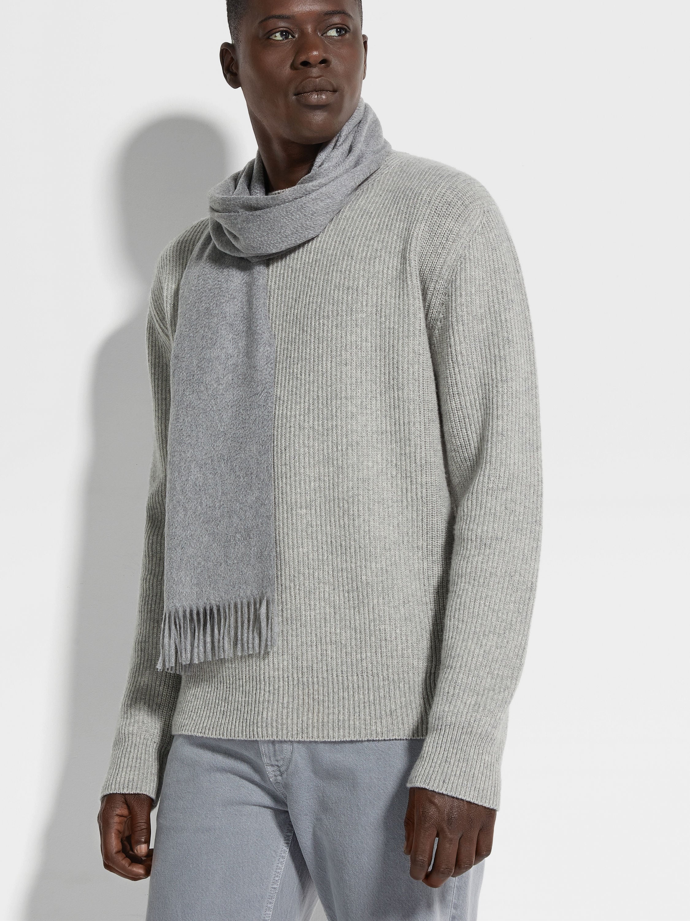 GREY OASI CASHMERE SCARF - 3
