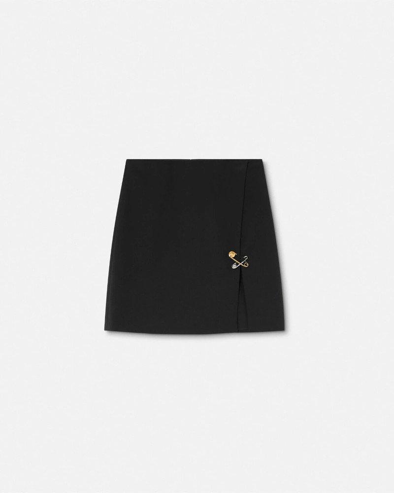 Safety Pin A-Line Wool Mini Skirt - 1