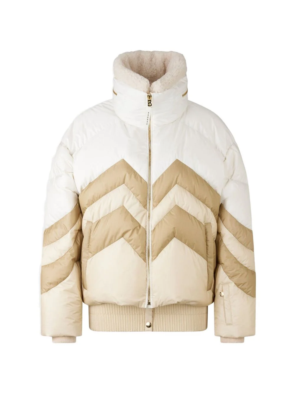 detachable collar chevron puffer jacket - 1