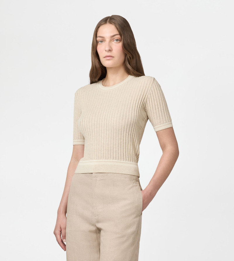 T-SHIRT IN COTTON KNIT - BEIGE 3