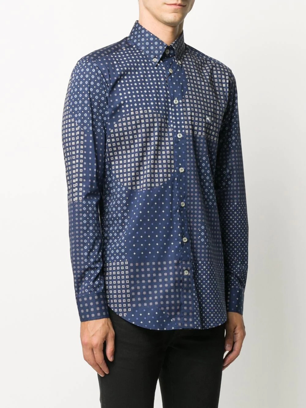 patchwork-print long sleeved shirt - 3