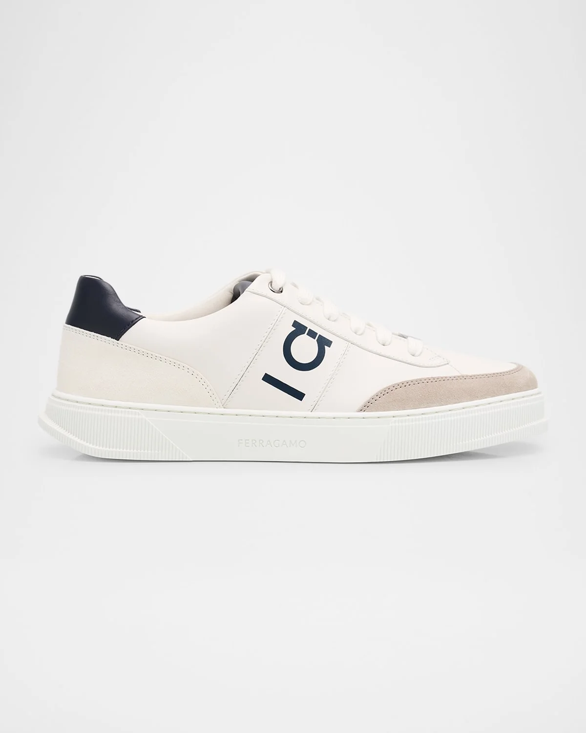Men's Gancini Leather and Suede Low-Top Sneakers - 1