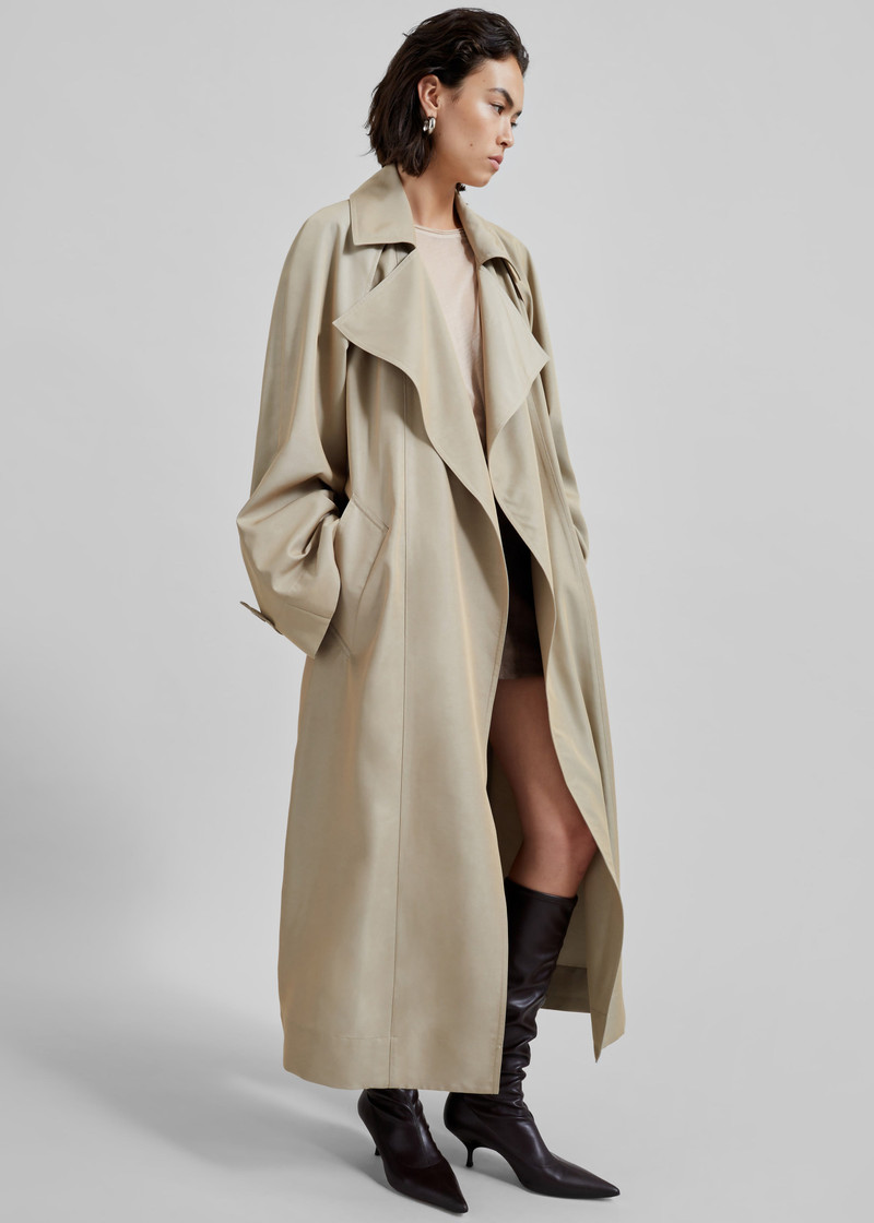 Astoria Cut-Out Raglan Sleeve Trench Coat - Beige 4