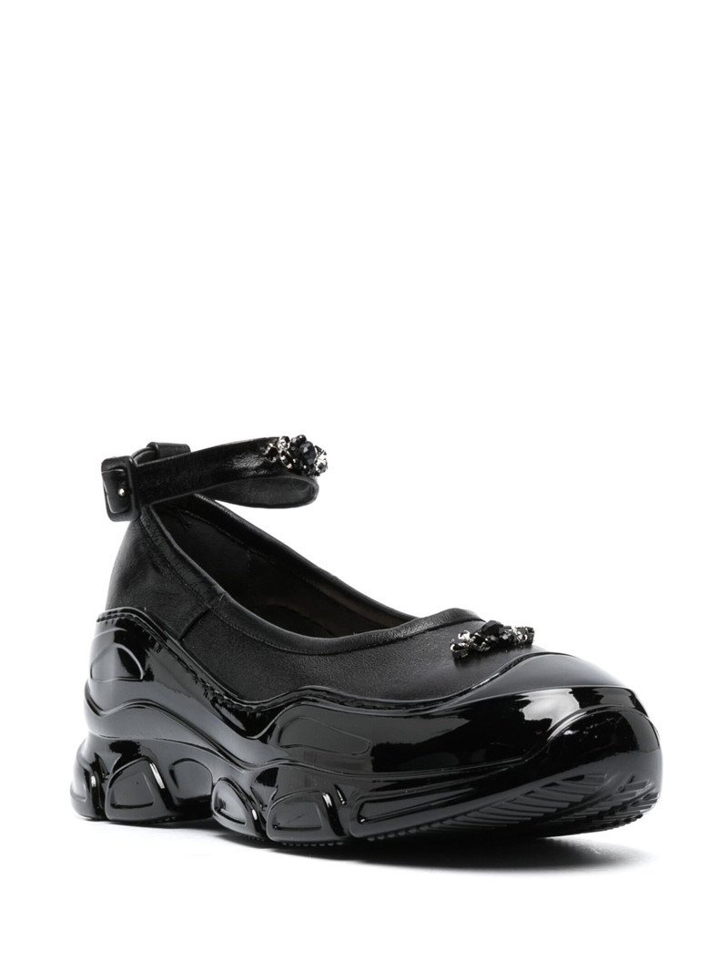 Simone Rocha black crystal-embellished trek ankle strap pumps outlook