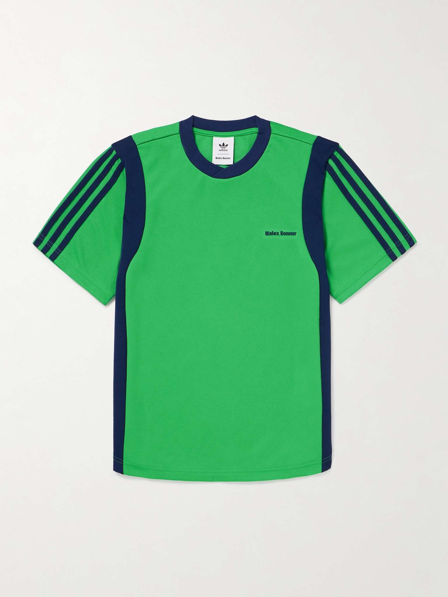 + Wales Bonner Webbing-Trimmed Striped Stretch Recycled-Jersey T-Shirt - 1