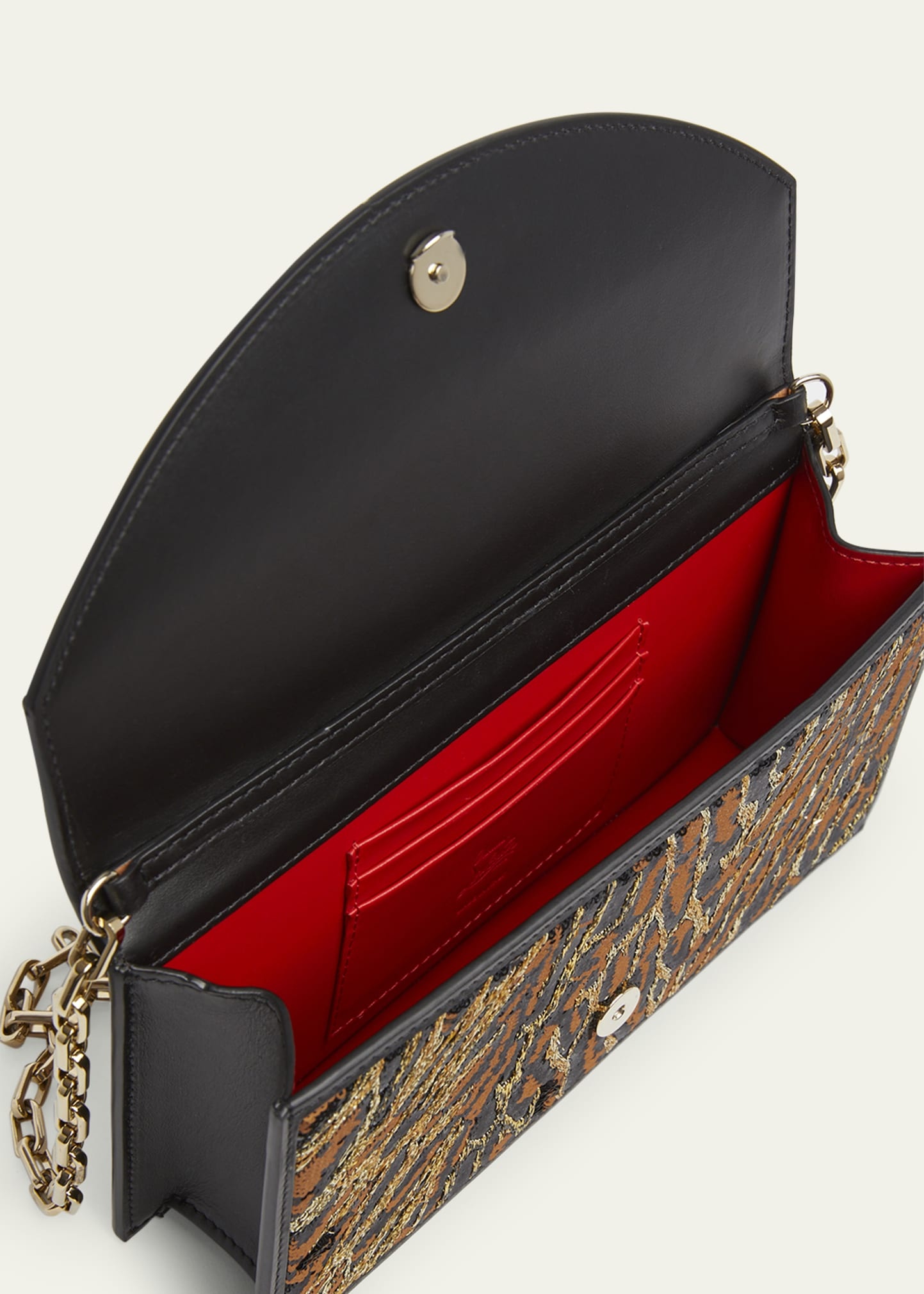 Loubin54 Ocelot Sequined Satin Clutch Bag - 3