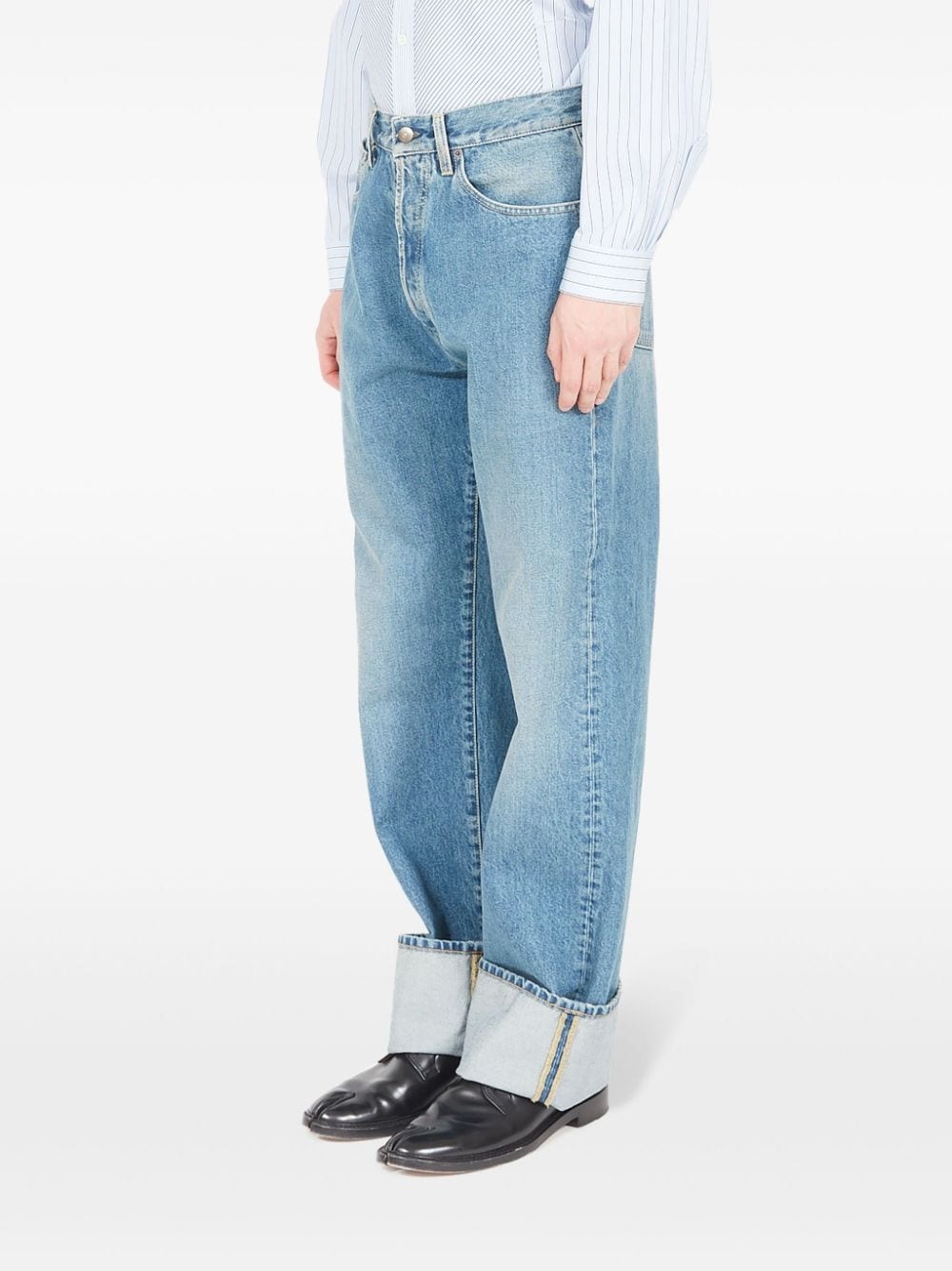 turn-up straight-leg jeans - 6
