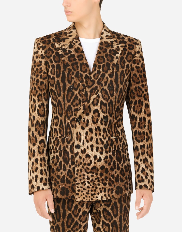 Double-breasted wool Sicilia-fit suit with leopard print - 6