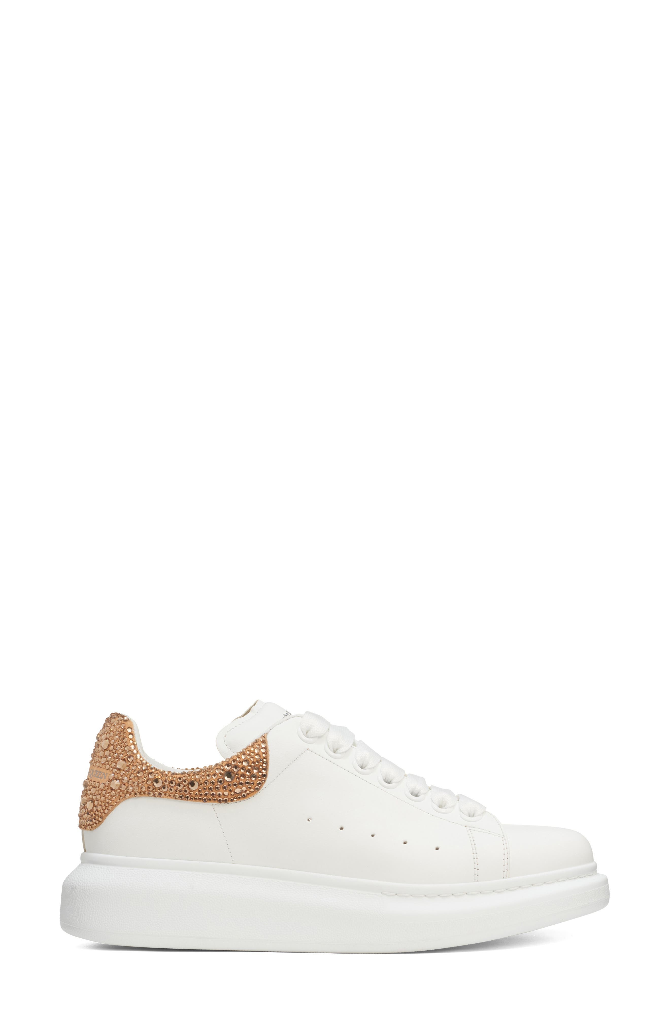 McQueen Oversize Crystal Embellished Sneaker in White/Dark Camel at Nordstrom - 3