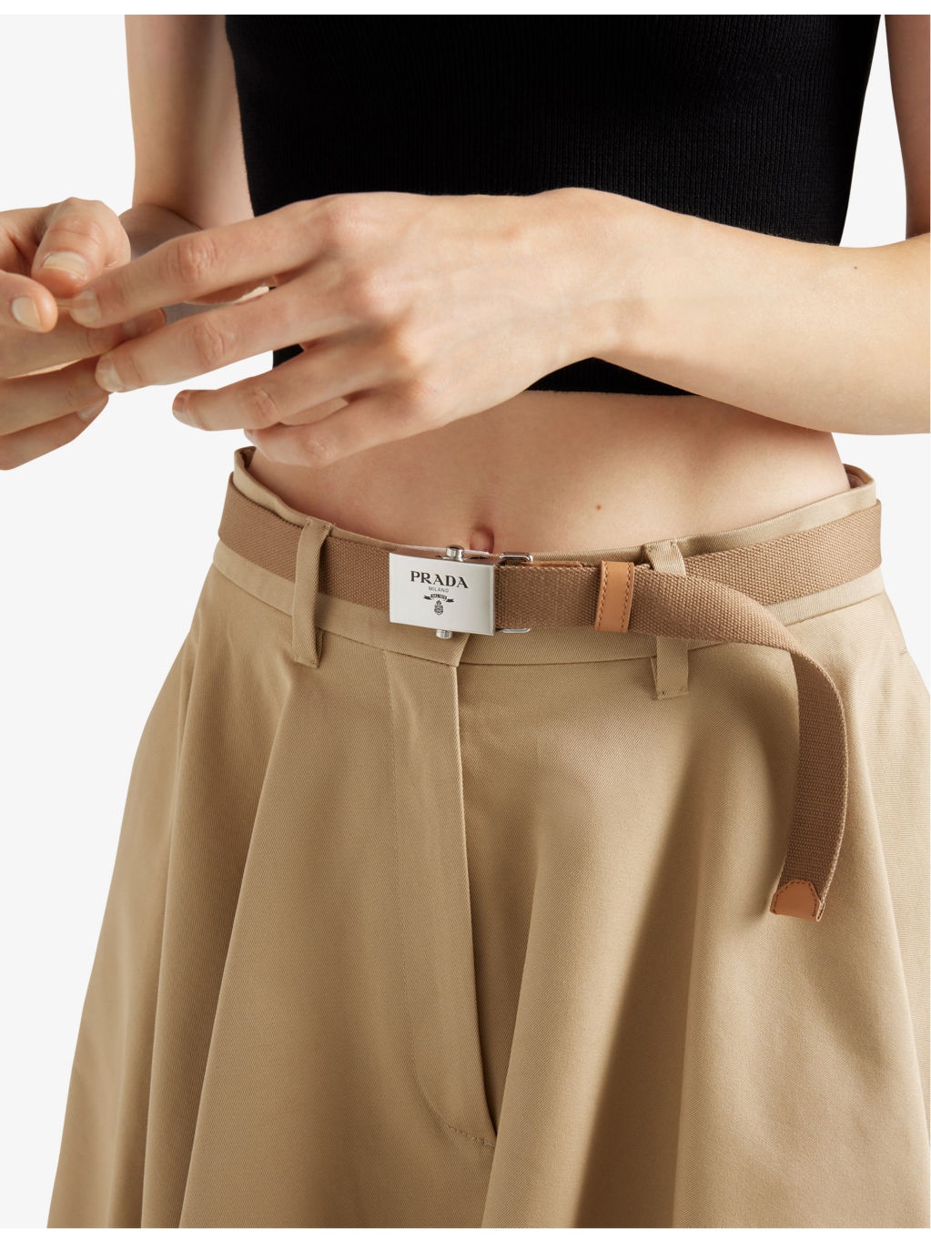 Chino flared cotton midi skirt - 3