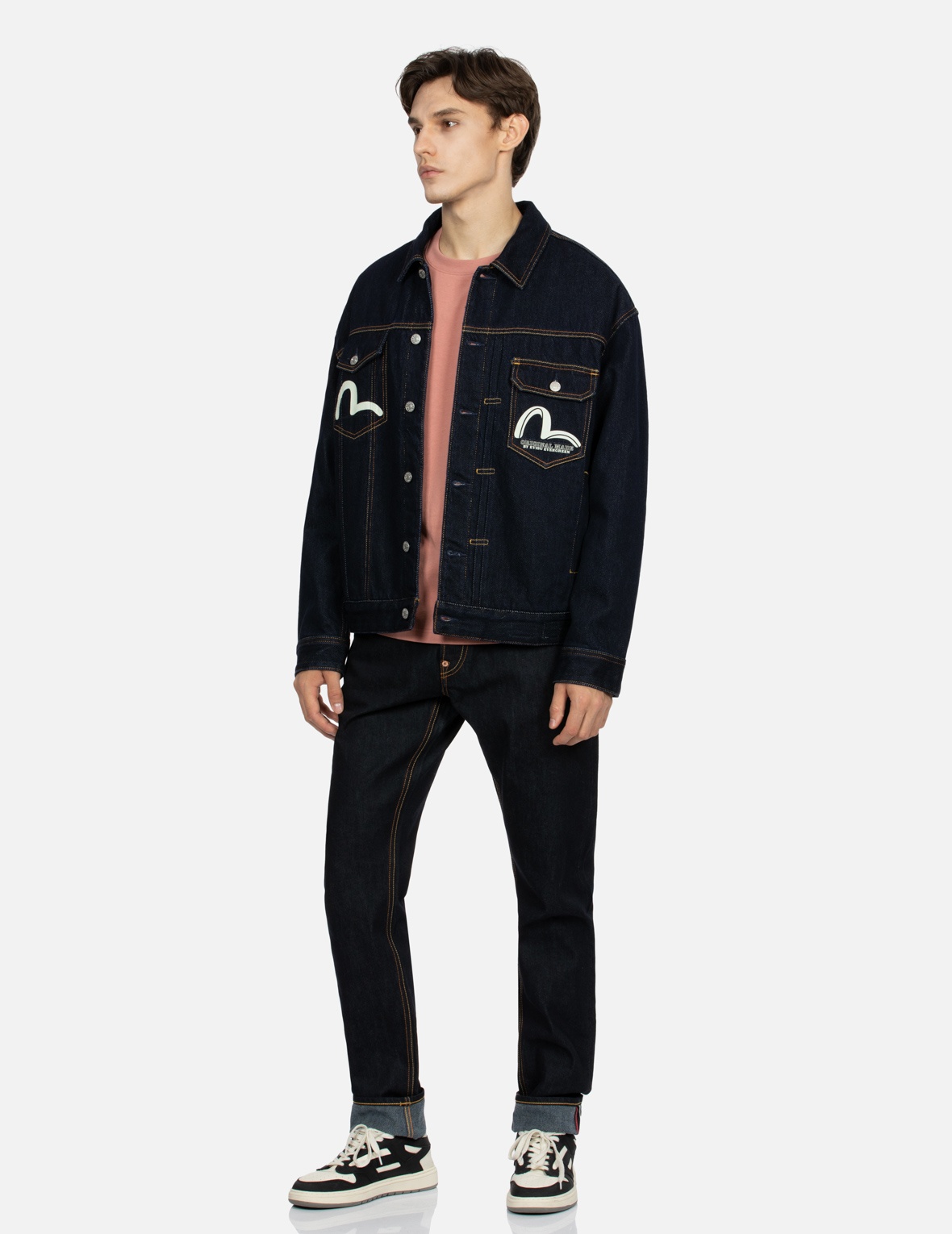 LOGO AND SEAGULL PRINT LOOSE FIT DENIM JACKET - 4