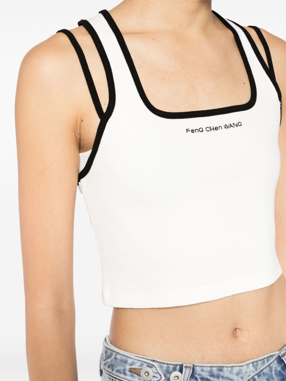 logo-embroidered cropped top - 5
