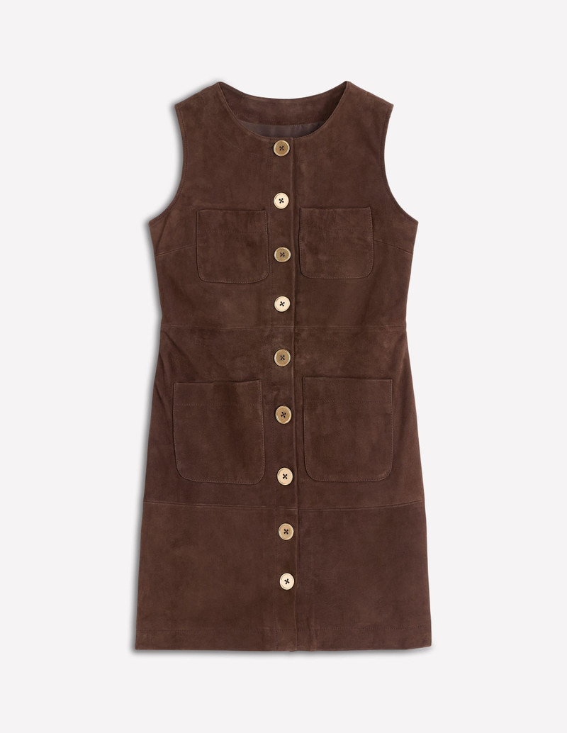 Evelyn Suede Shift Dress-Dark Chocolate 1