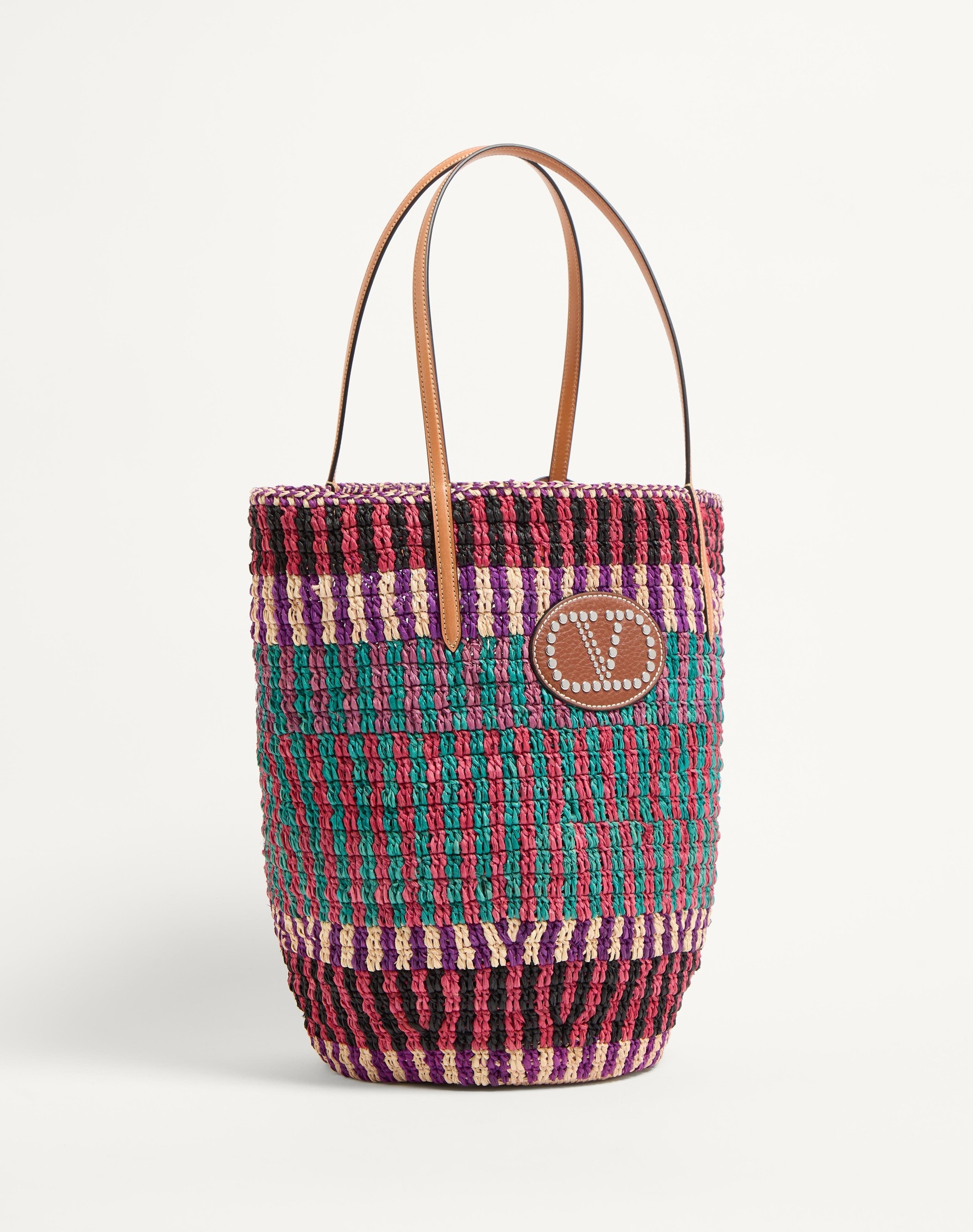 VLOGO SIGNATURE RAFFIA SHOPPING BAG - 3