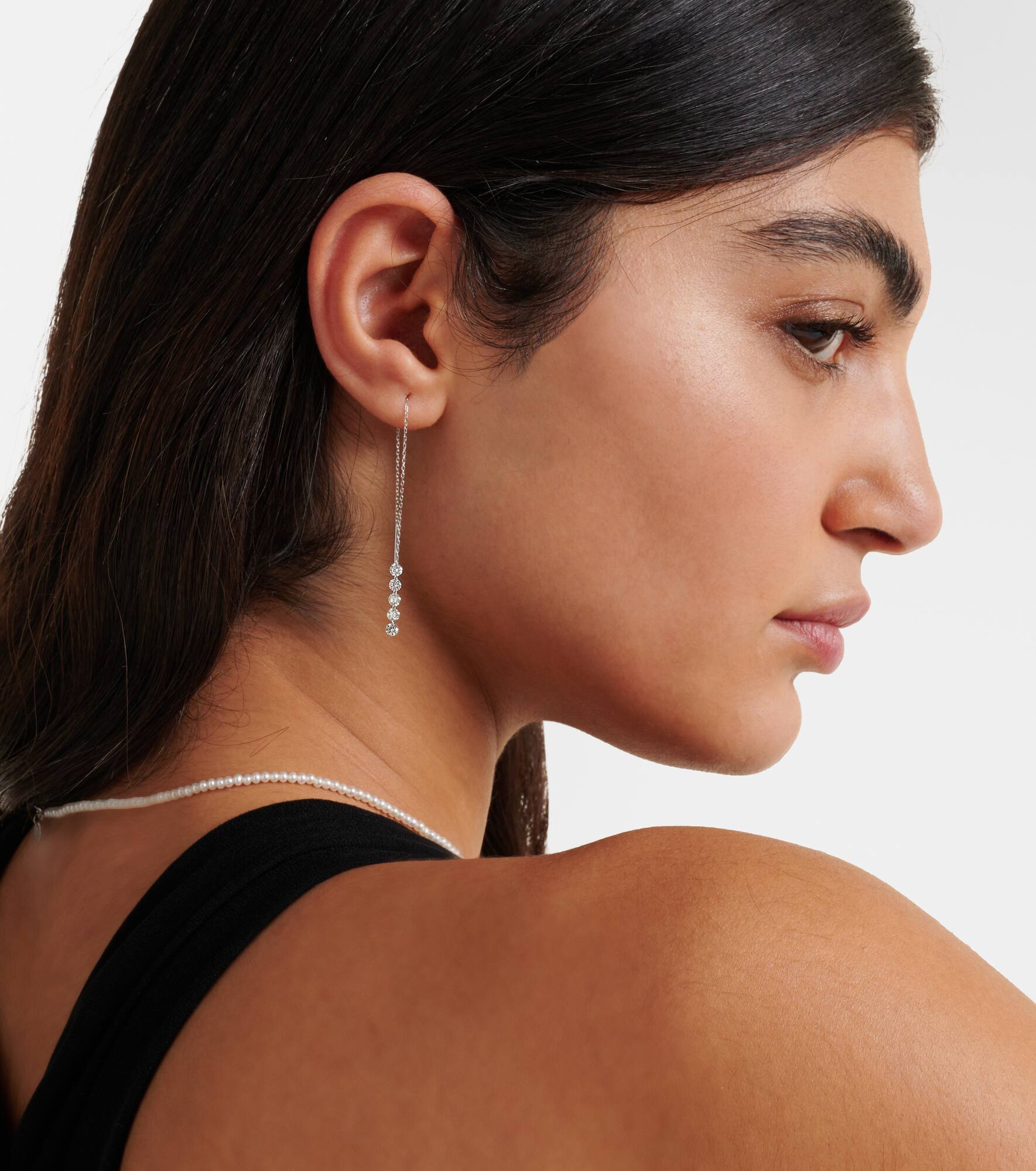 Danaé 18kt white gold drop earrings with diamonds - 2