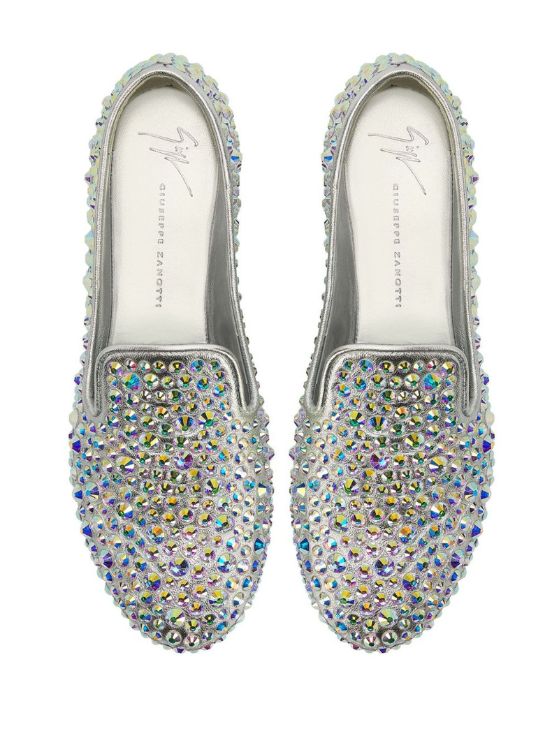 Evangeline rhinestone-embellished leather loafers 4
