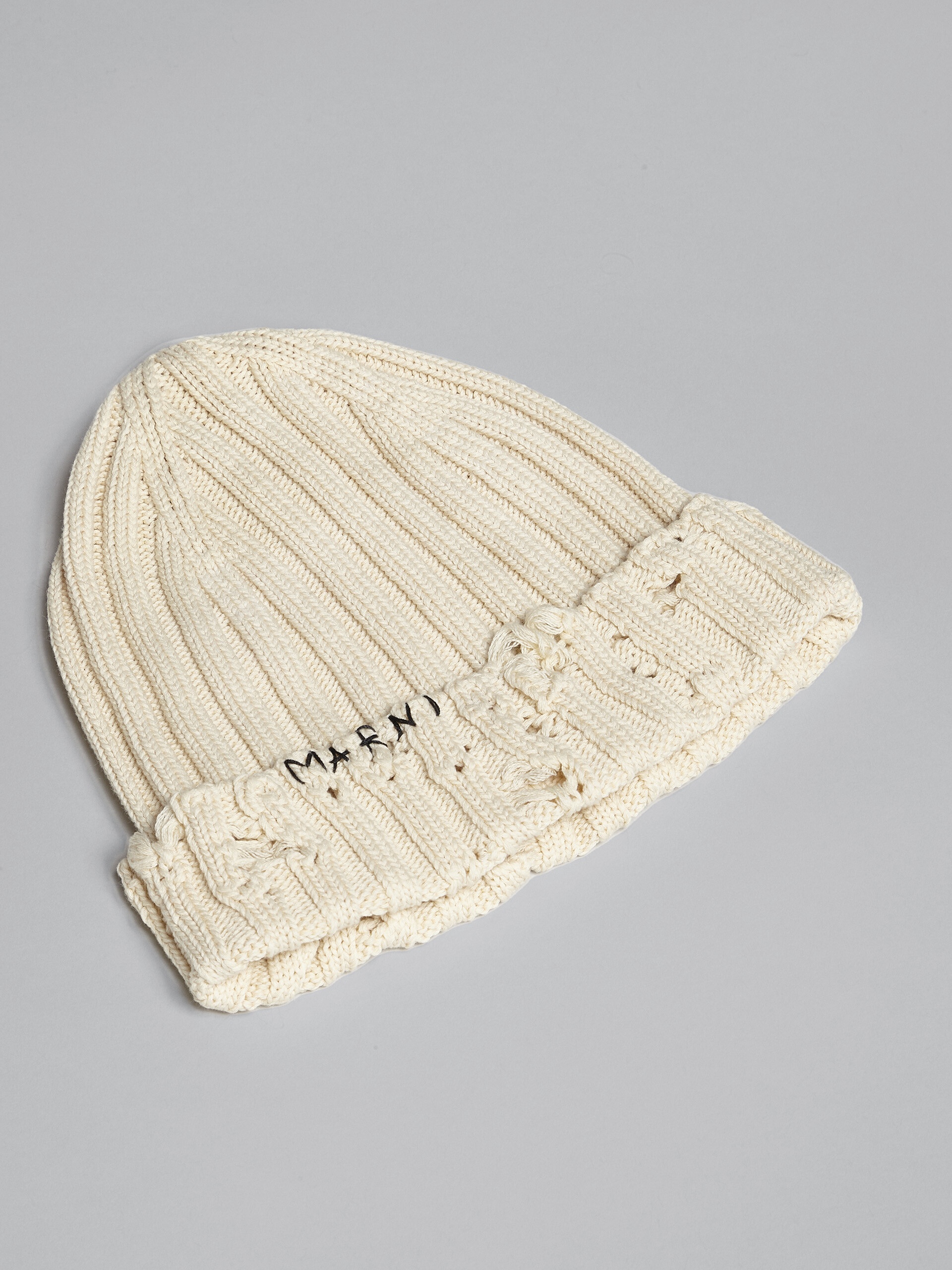 WHITE COTTON BEANIE - 4