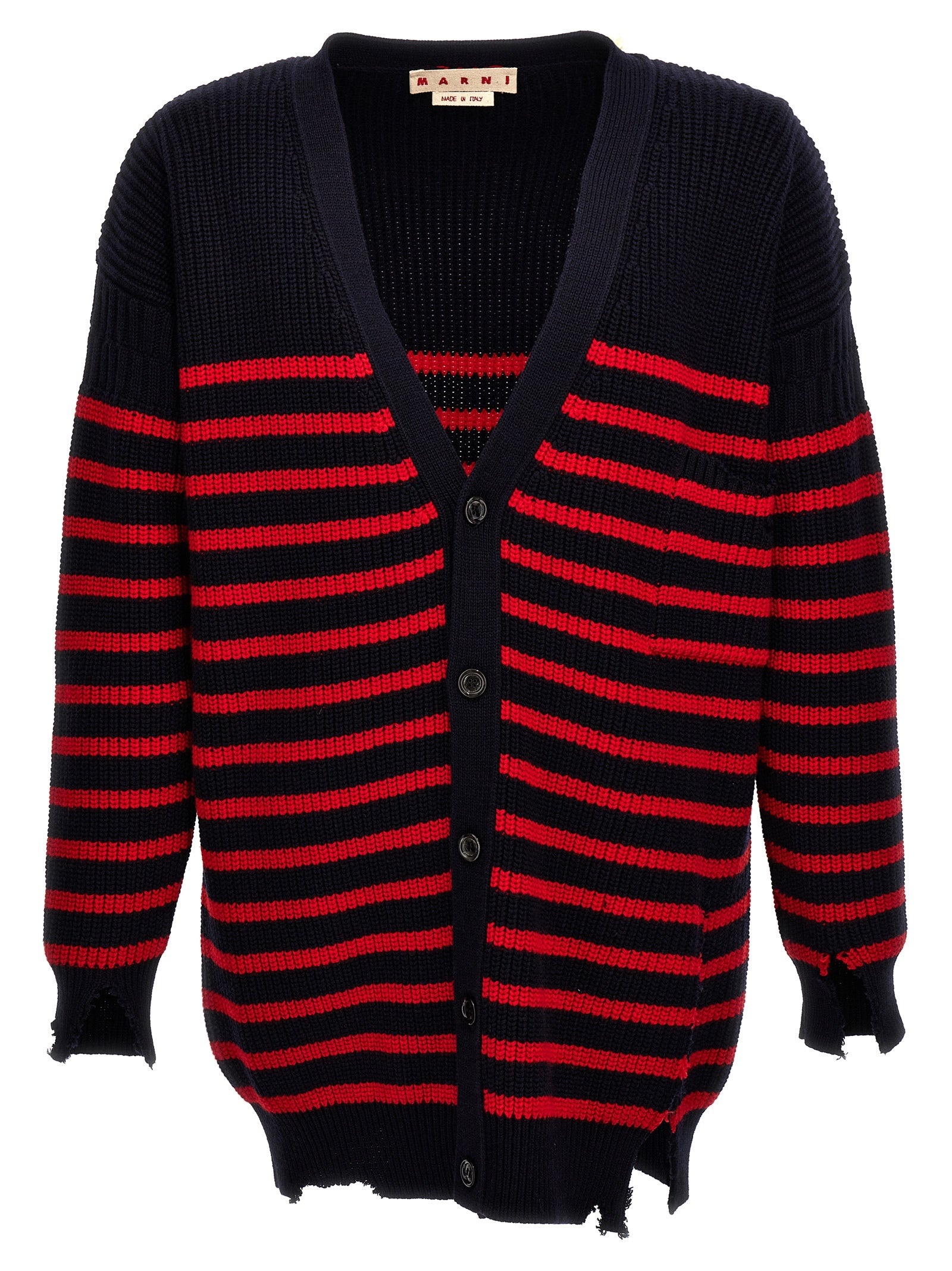 Marni Men Destroyed Effect Striped Cardigan - 1