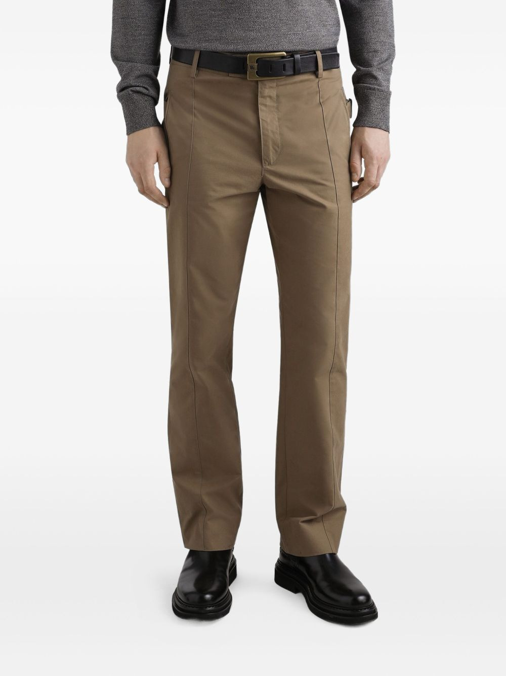 cotton side-straps trousers - 3