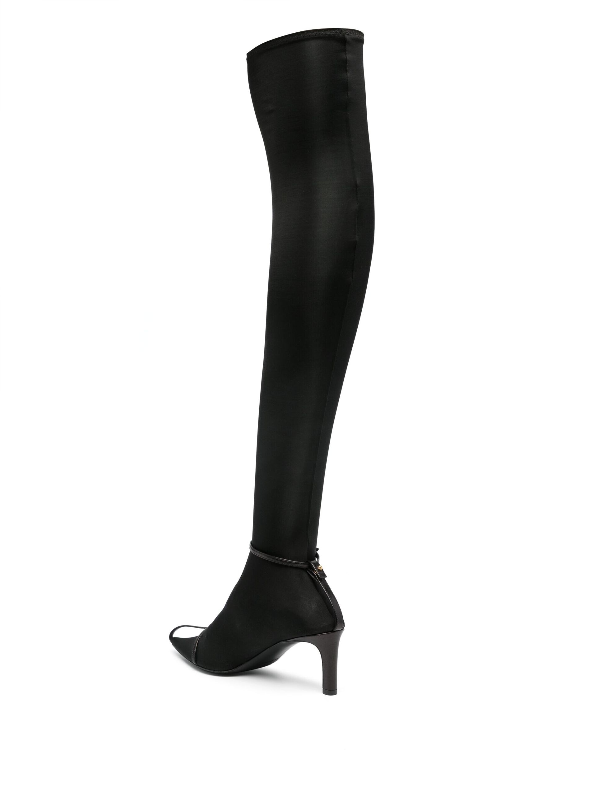 Black Knee-Length Sock Boots - 3