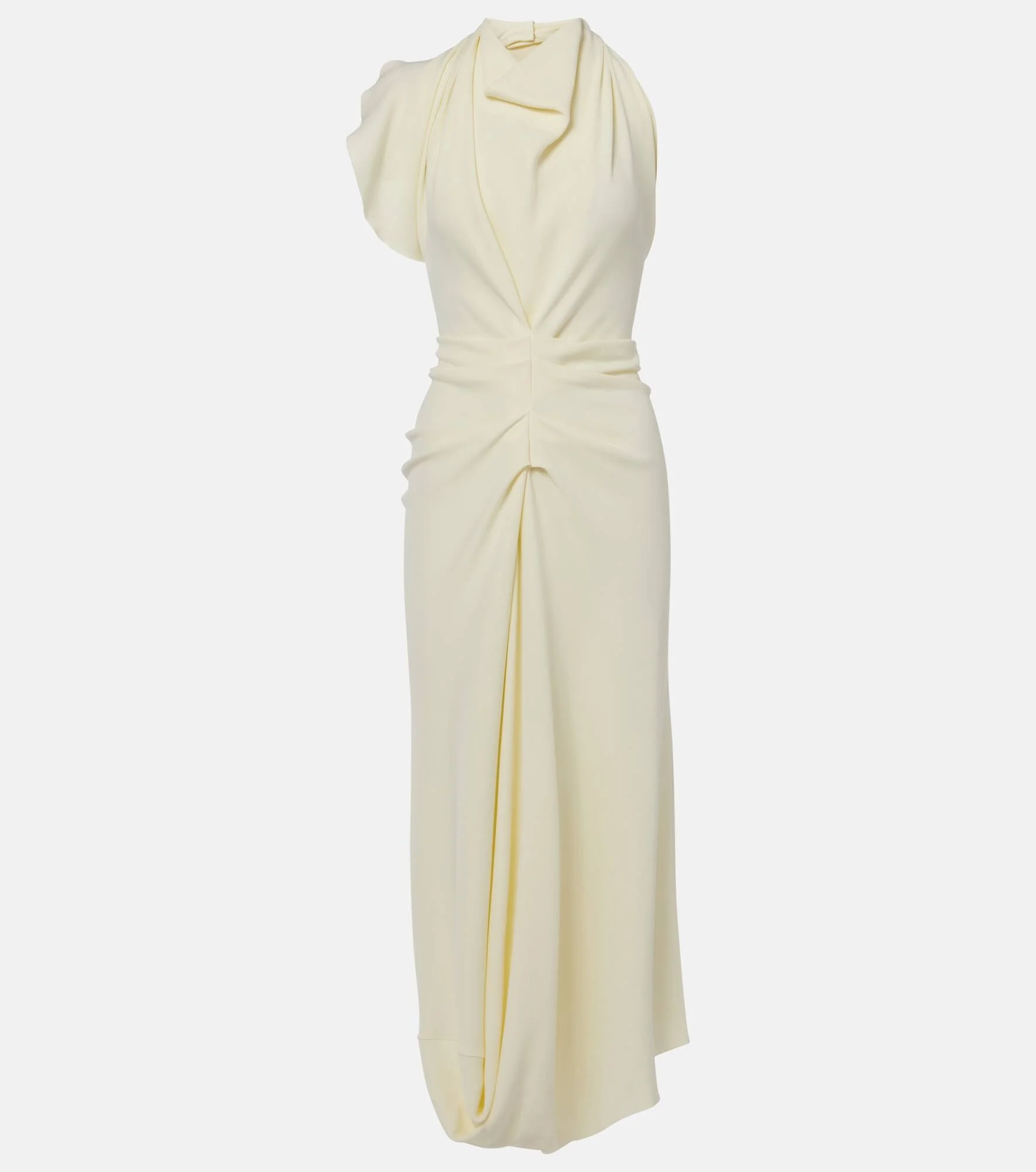 Gathered satin crepe midi dress - 1