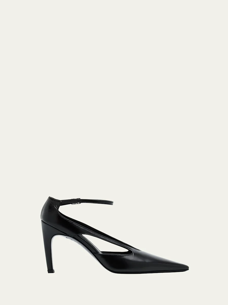 Cutout Leather Pointed-Toe Pumps - 1