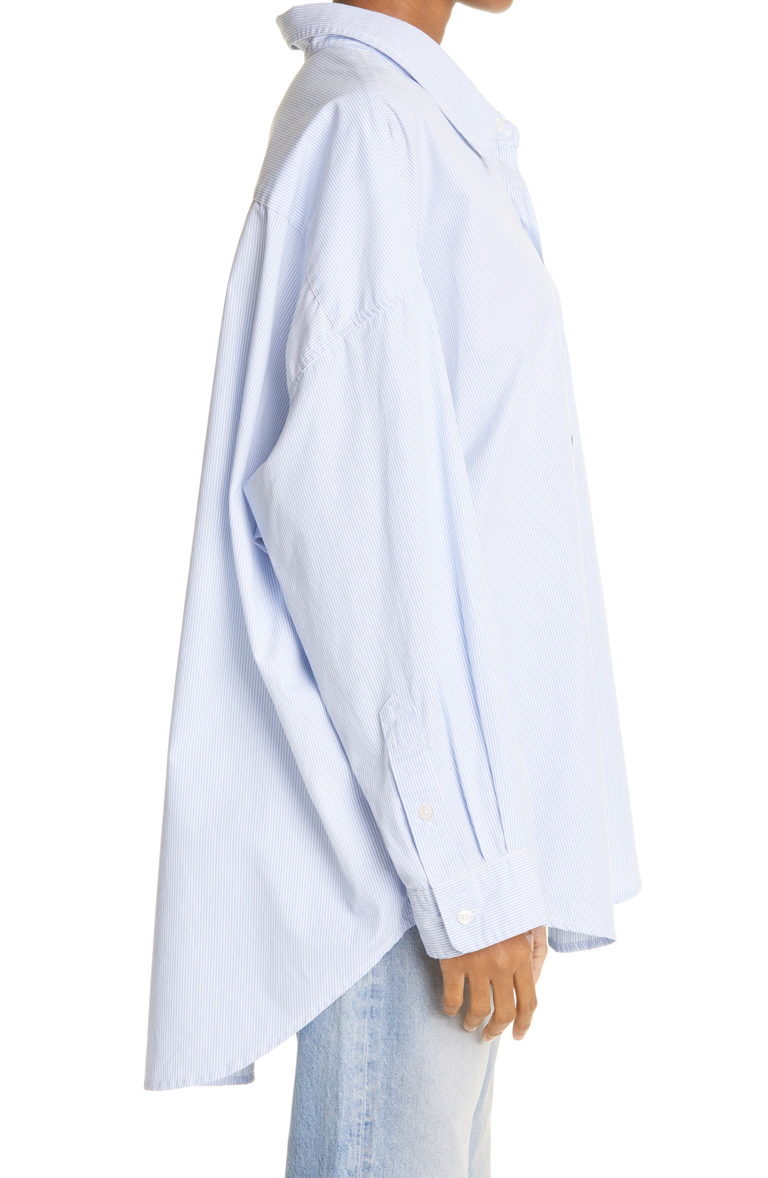 R13 Oversize Oxford Button-Up Shirt in Blue/White at Nordstrom - 3