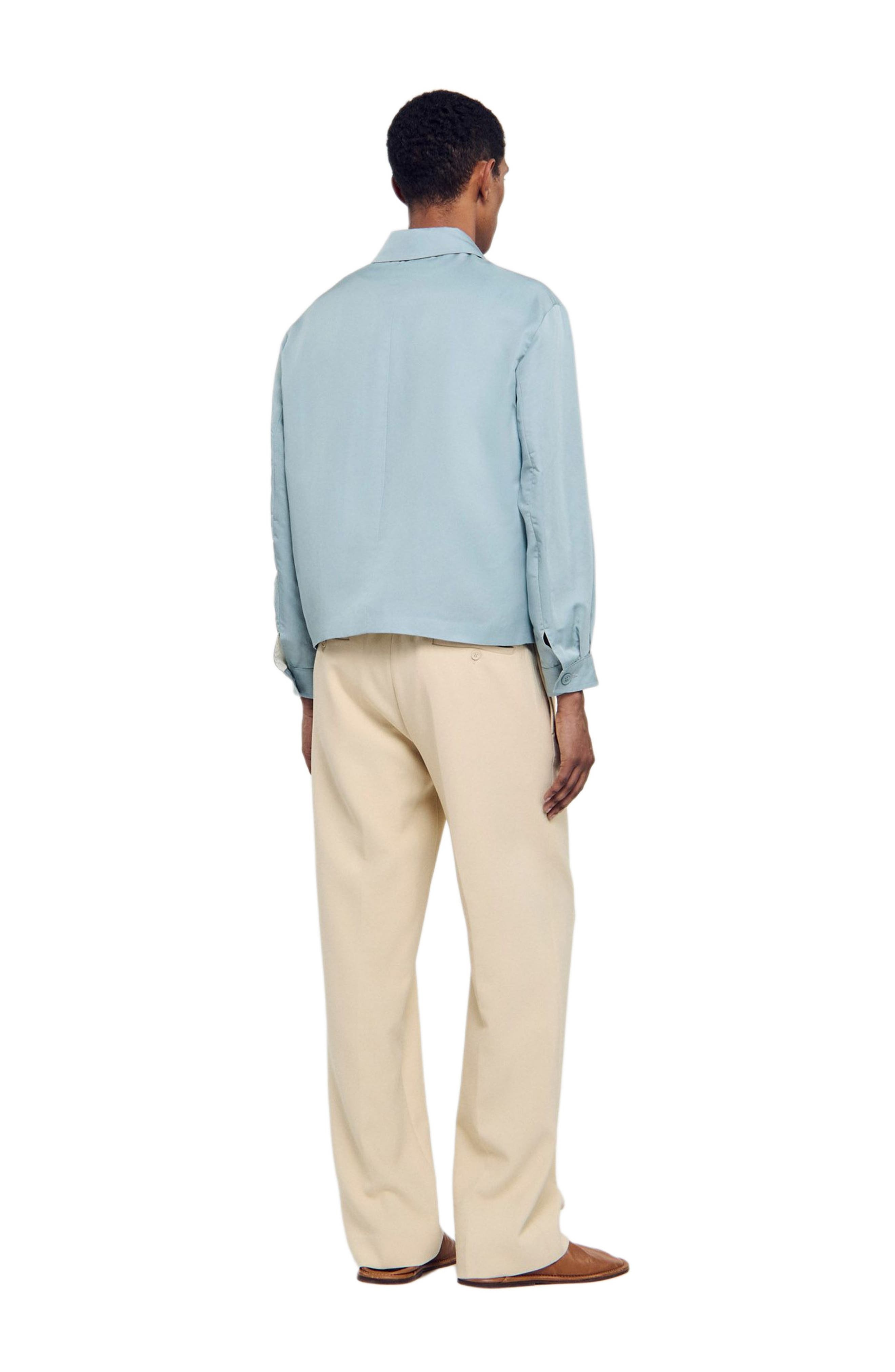 SANDRO Zip-up jacket in Chambray at Nordstrom - 3