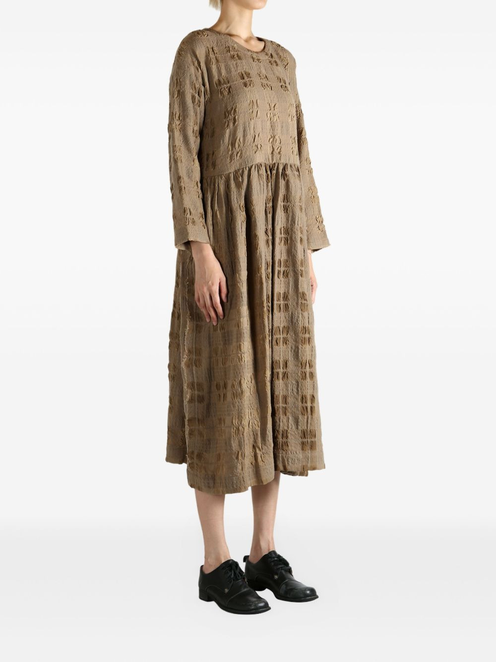 check-pattern midi dress - 3