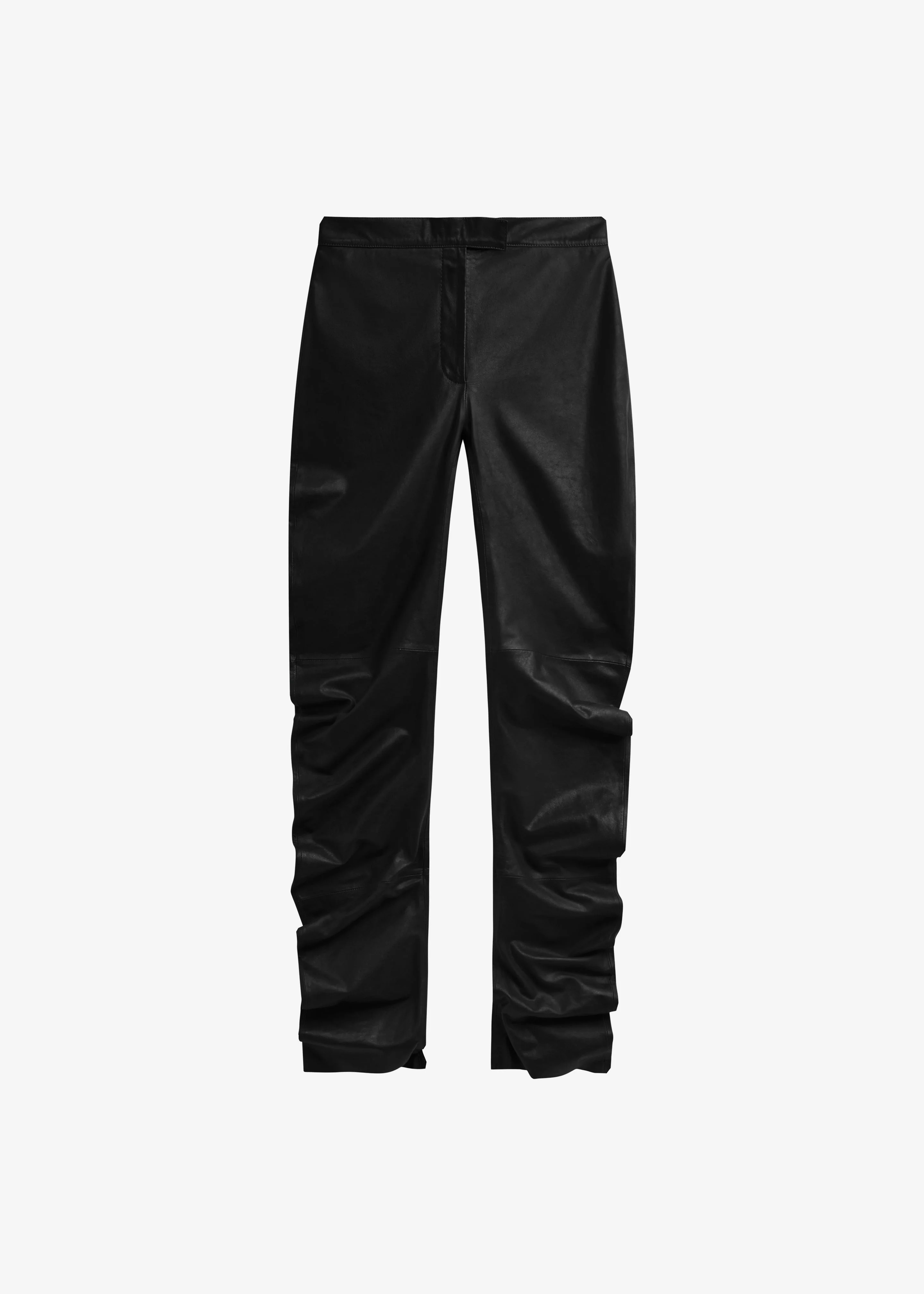 Jessa Leather Ruched Pants - Black - 1
