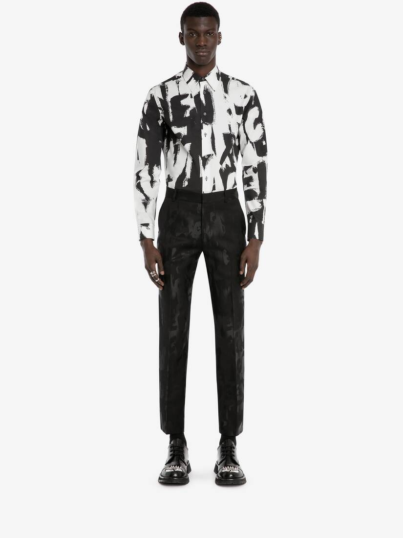 Mcqueen Graffiti Jacquard Trousers in Black - 2