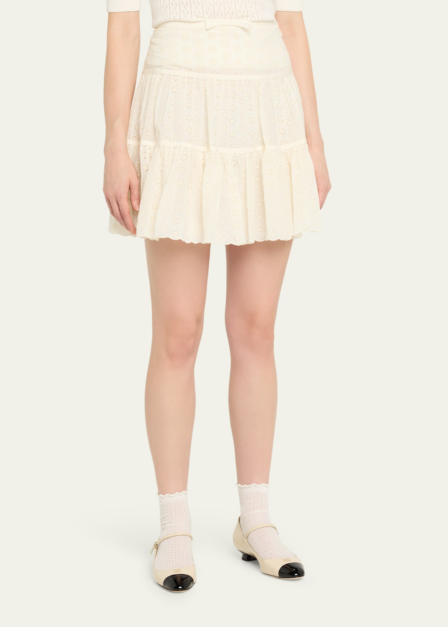 Tiered Eyelet Mini Skirt - 4