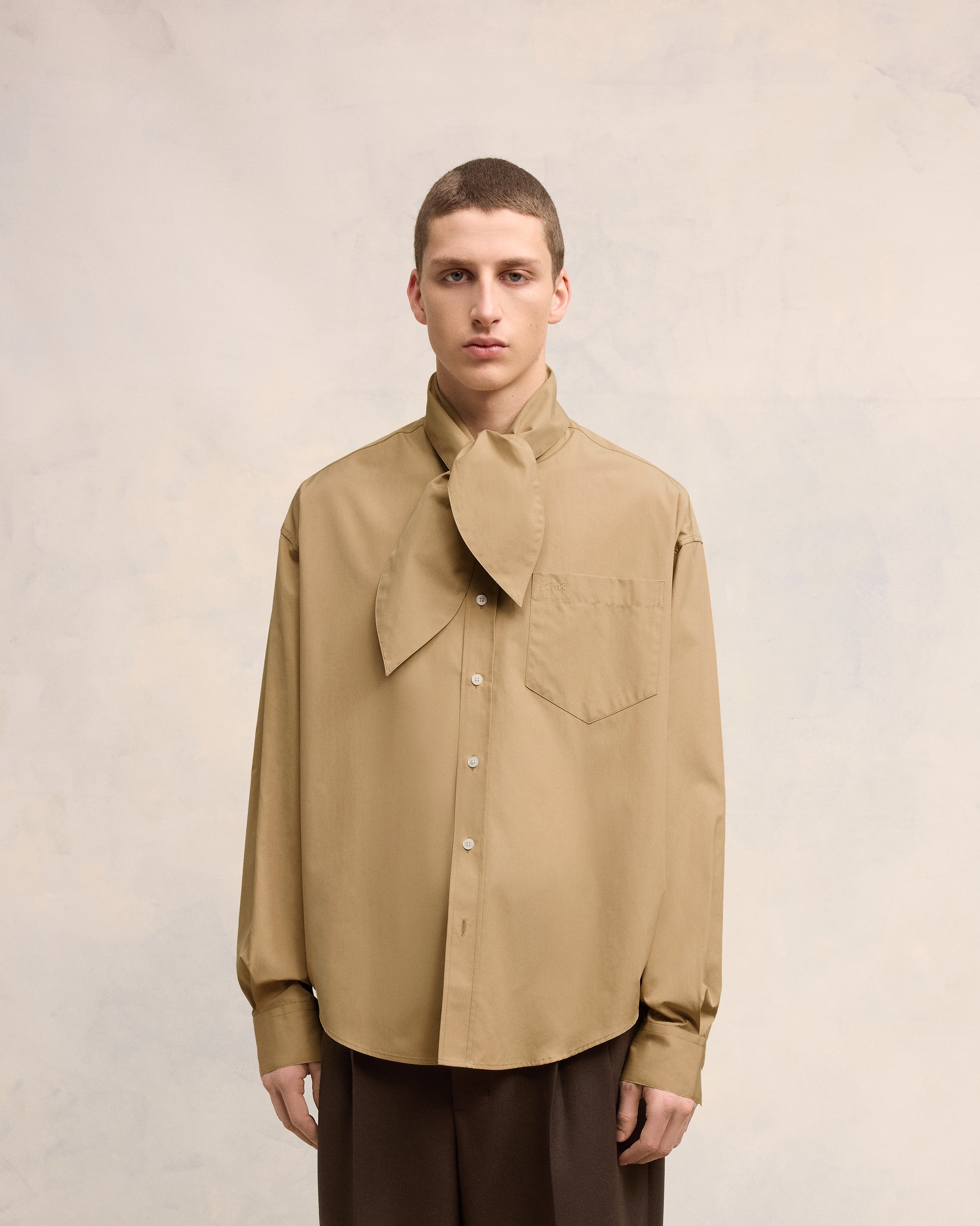 SCARF COLLAR SHIRT - 3