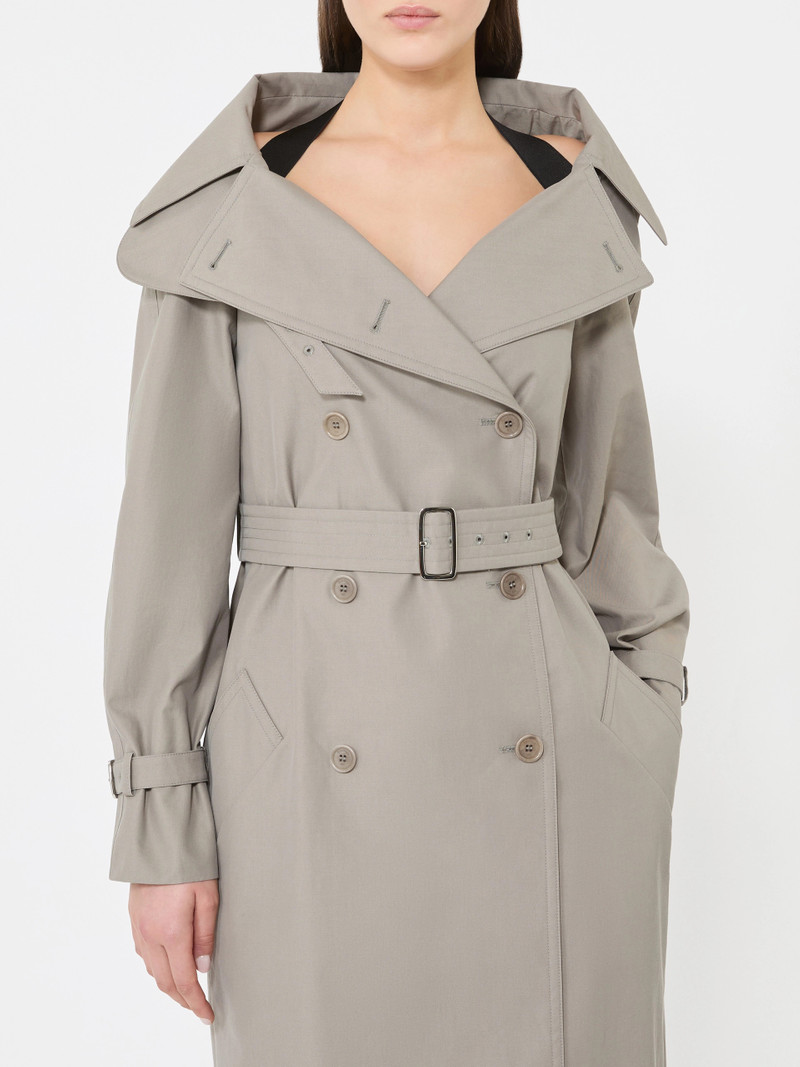 PANCIA Long water-repellent cotton twill trench coat - MEDIUM GREY 5