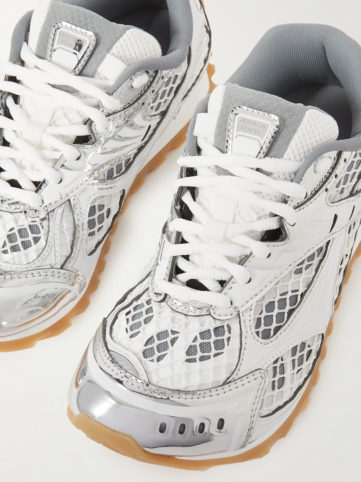 Orbit metallic rubber, mesh and fishnet sneakers White - 4
