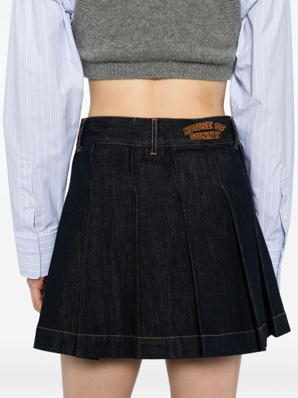pleated denim skirt - 5