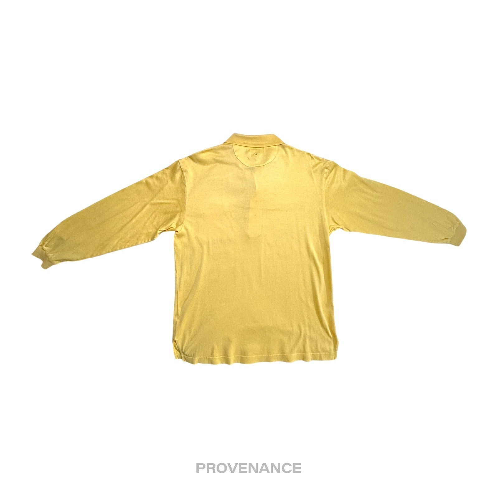 Balenciaga Logo Long Sleeve Polo Shirt - Powder Yellow M - 2