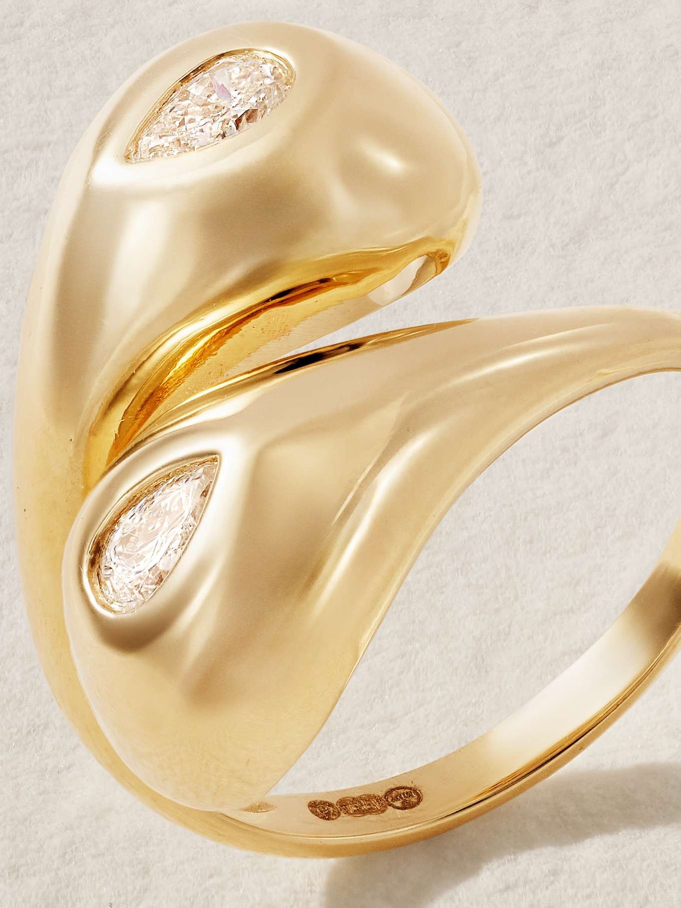 Twin Water Droplet 14-karat gold diamond ring - 4