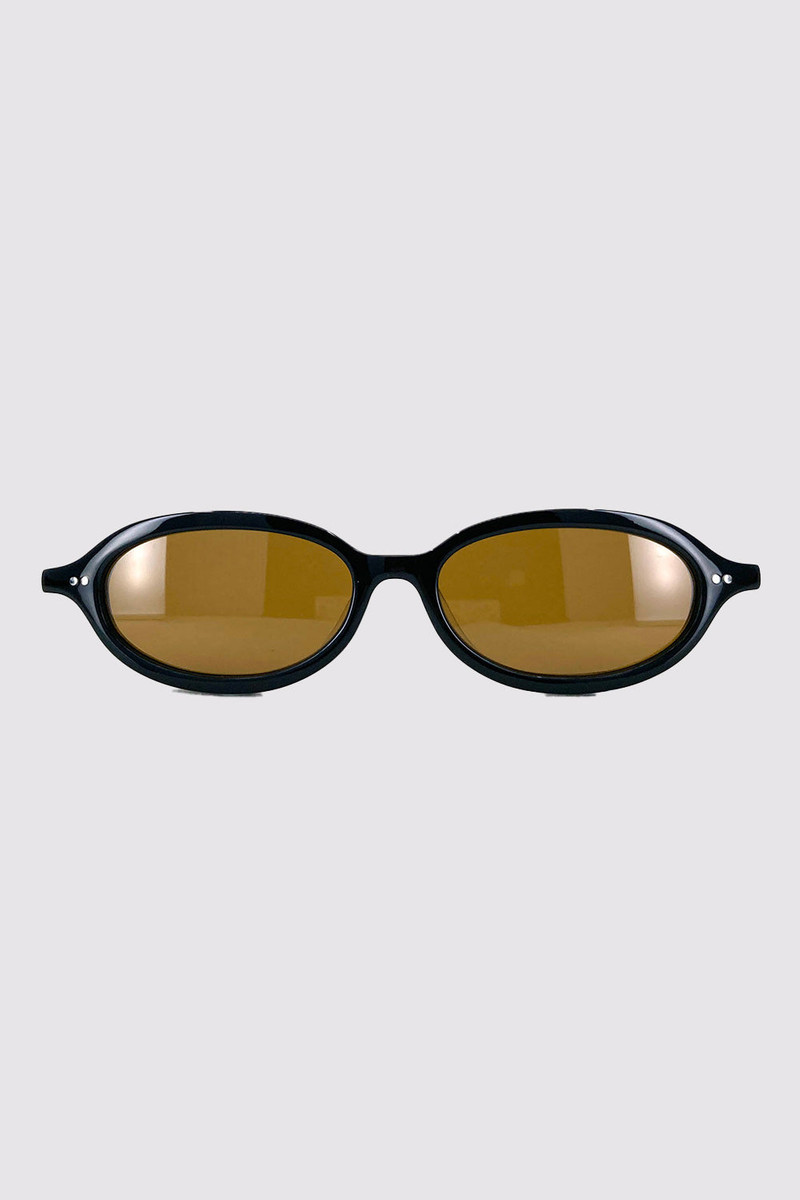 90s Slim Oval Sunglasses - Black/Brown 5