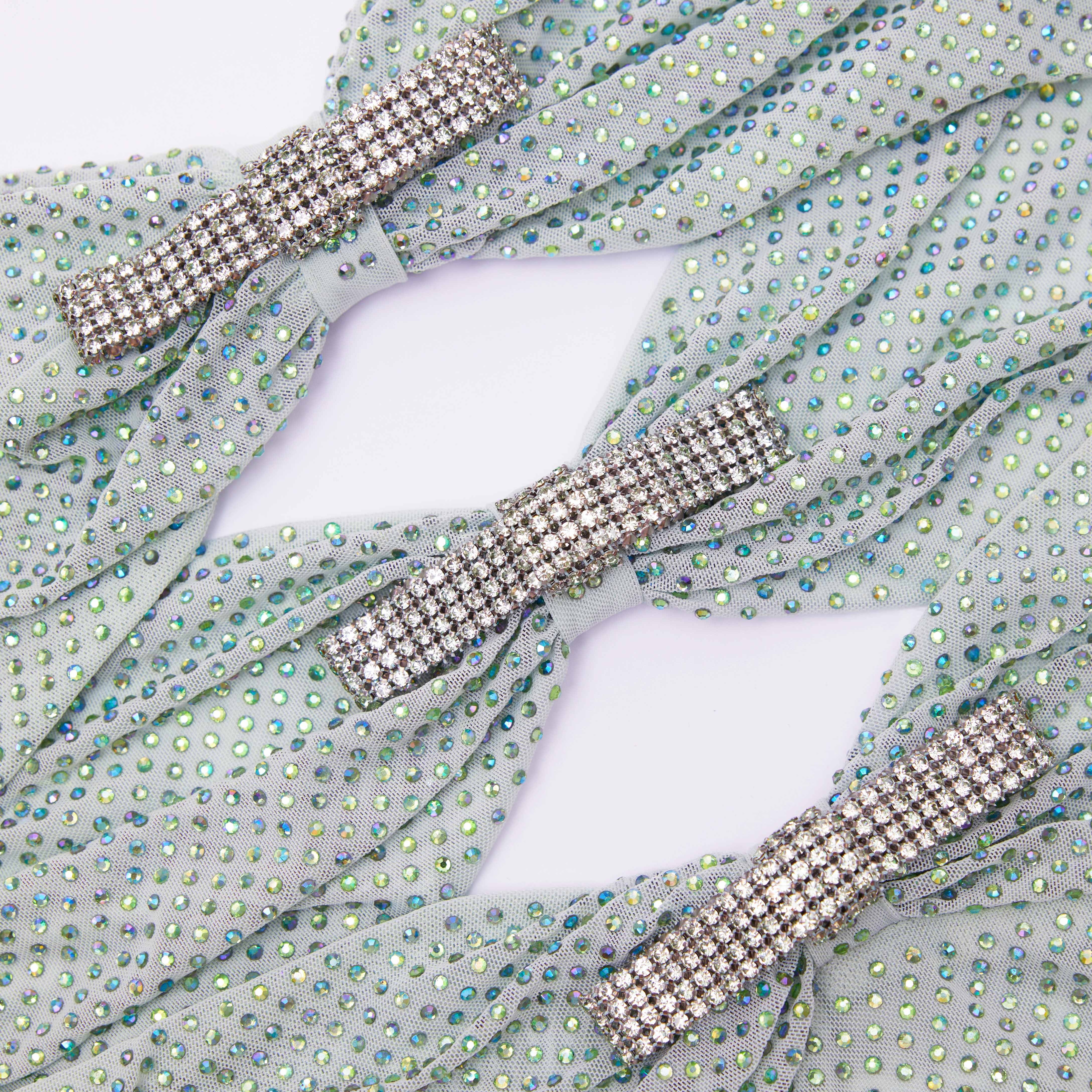 self-portrait Mint Rhinestone Strapless Maxi Dress | REVERSIBLE