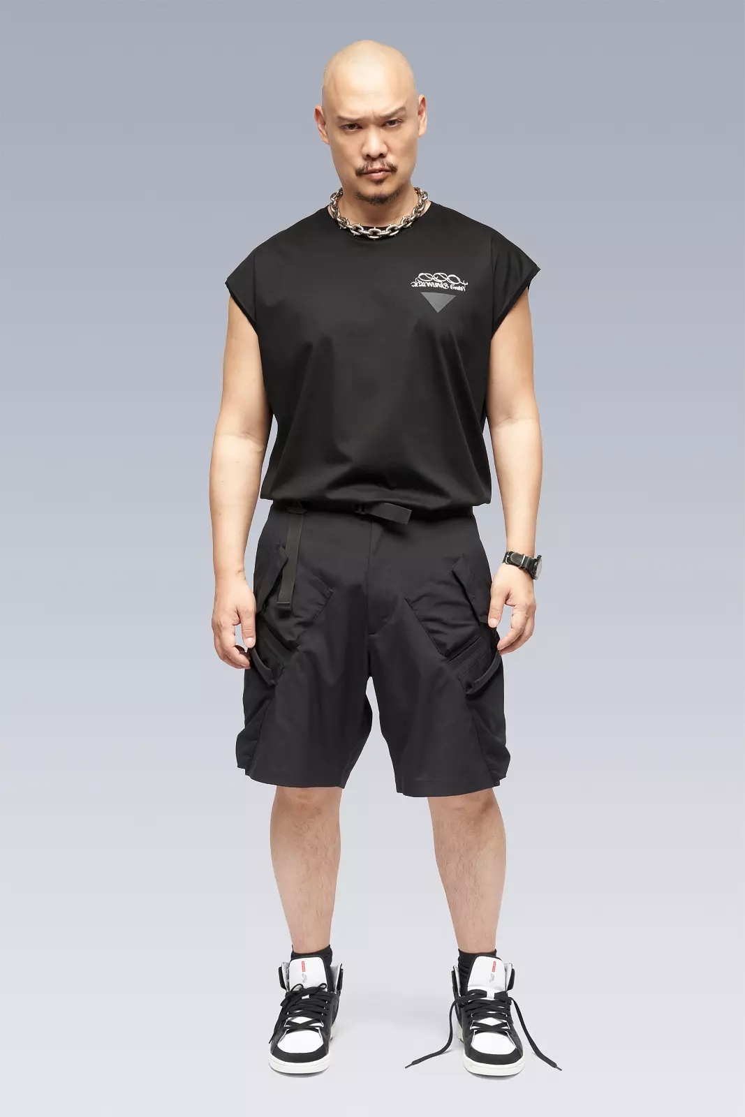 S25-PR-A 100% Cotton Mercerized Sleeveless T-shirt Black - 1